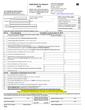 City of Cincinnati Individual Tax Return