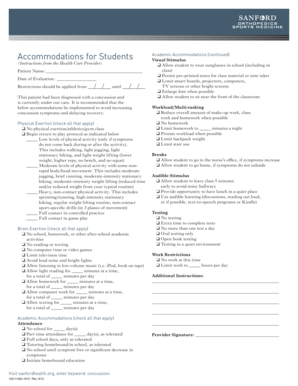 Student Concussion Academic Accommodations Form