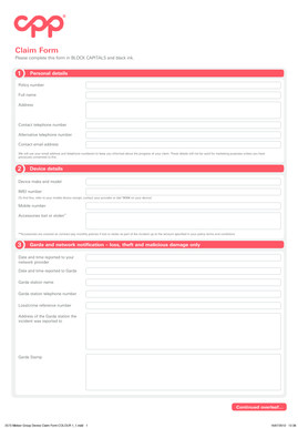 Meteor Group Device Claim Form