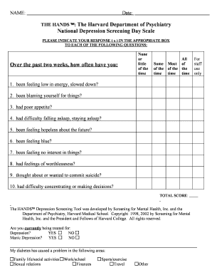 National Depression Screening Day Scale