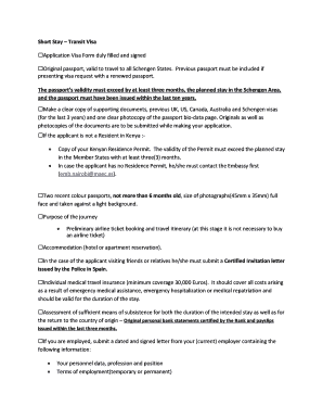 Schengen Transit Visa Application Form