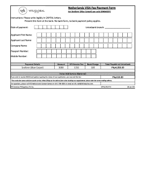 Netherlands Visa Fee Payment Form