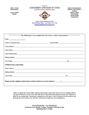 Clinton County Tax Assessment Form