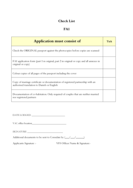 FA1 Application Checklist