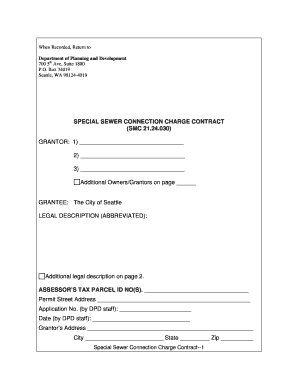 Special Sewer Connection Charge Contract