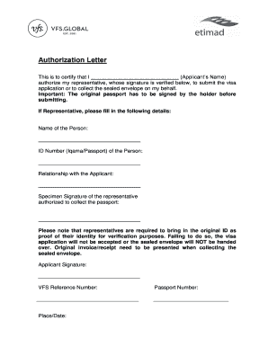 Authorization Letter for Visa Application