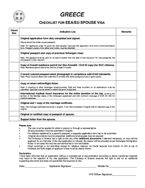 EEA/EU Spouse Visa Checklist
