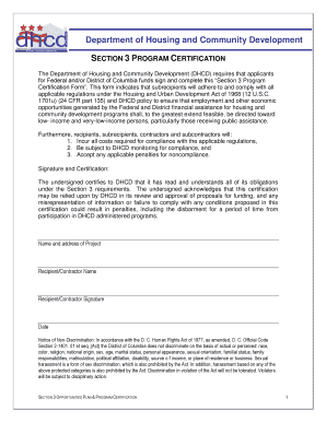 Section 3 Program Certification Form