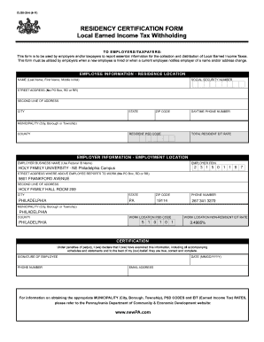 Pennsylvania Residency Certification Form