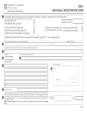 Cambridge Certificate in Advanced English Registration Form