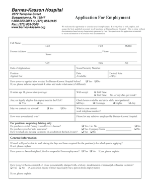 Barnes-Kasson Hospital Employment Application