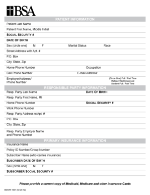 Patient Information and Insurance Form