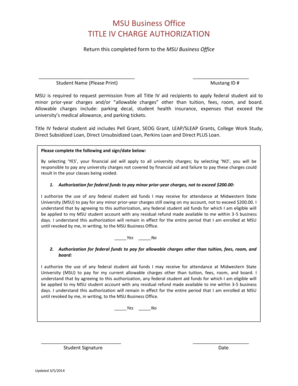 Title IV Charge Authorization Form