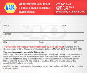 KYB 40 for 4 Rebate Certificate