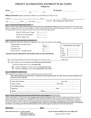Trinity Alternative Payment Plan Agreement
