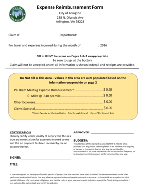 Expense Reimbursement Form City of Arlington 238 N - it arlingtonwa