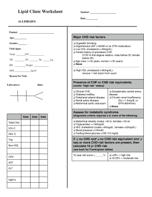 Lipid Clinic Worksheet
