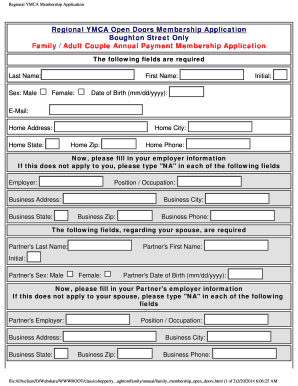 Regional YMCA Membership Policy and Application