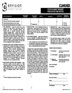 Stop Payment Request Form