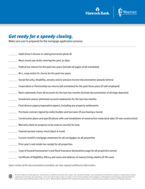 Mortgage Application Checklist