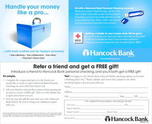 Hancock Bank Personal Checking Account Referral Form