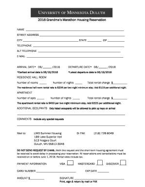 Grandma’s Marathon Housing Reservation Form