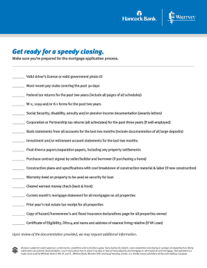 Mortgage Application Checklist