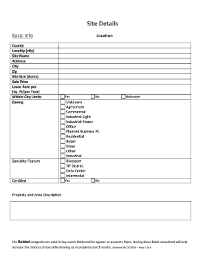 Commercial Property Site Details Form