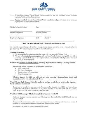 Dade County Federal Credit Union Overdraft Authorization Form