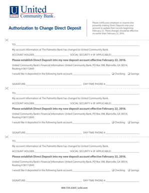 Altura direct deposit form - Authorization To Change Direct Deposit Form - ucbicom