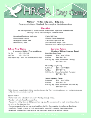 Colorado Day Camp Application Form