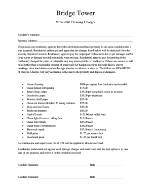 Residential Move-Out Cleaning Charges Agreement