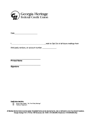 Opt Out of Third Party Mailings Form