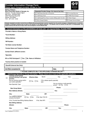 Provider Information Change Form