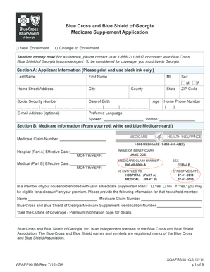 Blue Cross and Blue Shield of Georgia Medicare Supplement Application