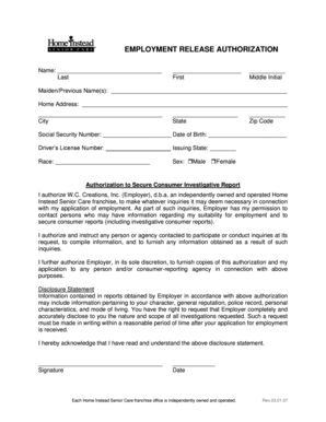 Employment Release Authorization