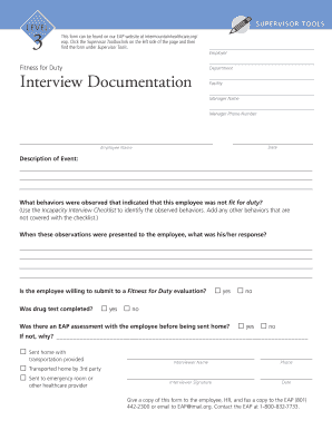 Fitness for Duty Interview Documentation