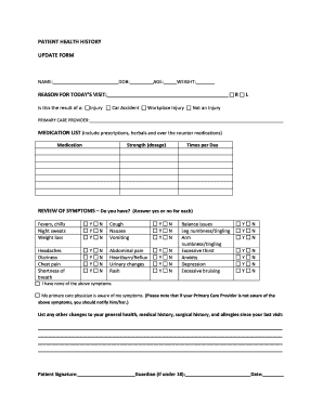 Patient Health History Update Form