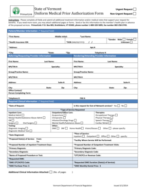 PrimariLink Uniform Medical Prior Authorization Form
