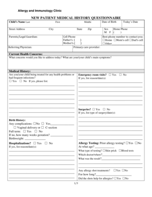 New Patient Medical History Questionnaire