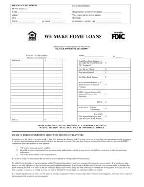 Bank Account Change of Address Form