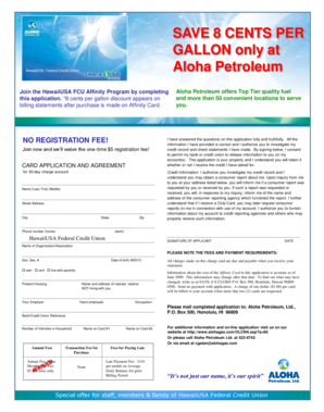 Aloha Petroleum Affinity Card Application
