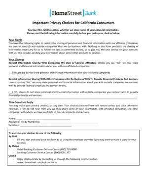 California Consumer Privacy Choice Form