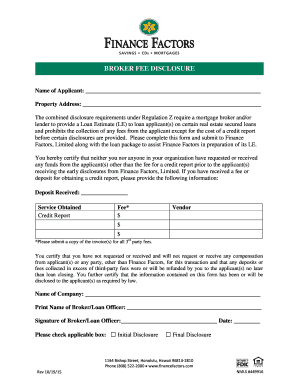 Broker Fee Disclosure Form