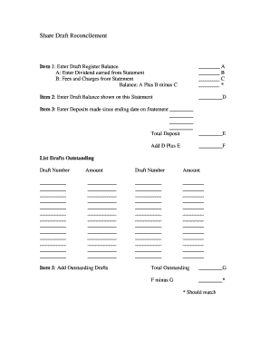 Bank Draft Reconciliation Form