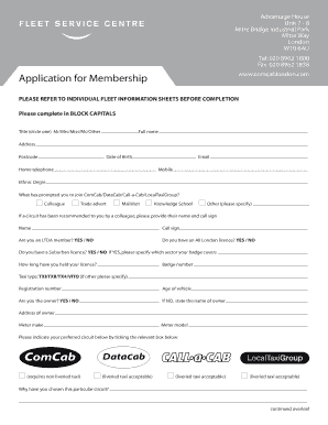ComCab Membership Application Form