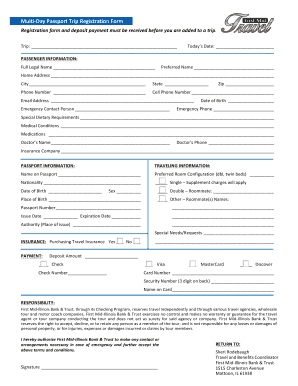 Multi-Day Passport Trip Registration Form