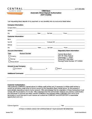 Direct Deposit Authorization Form