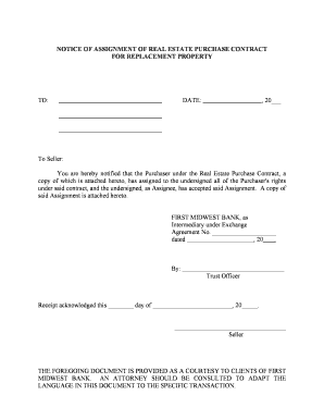 Notice of Assignment of Real Estate Purchase Contract