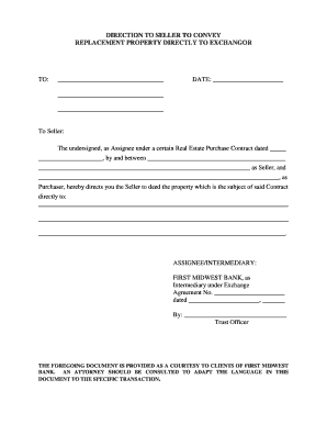 Direction to Seller to Convey Replacement Property